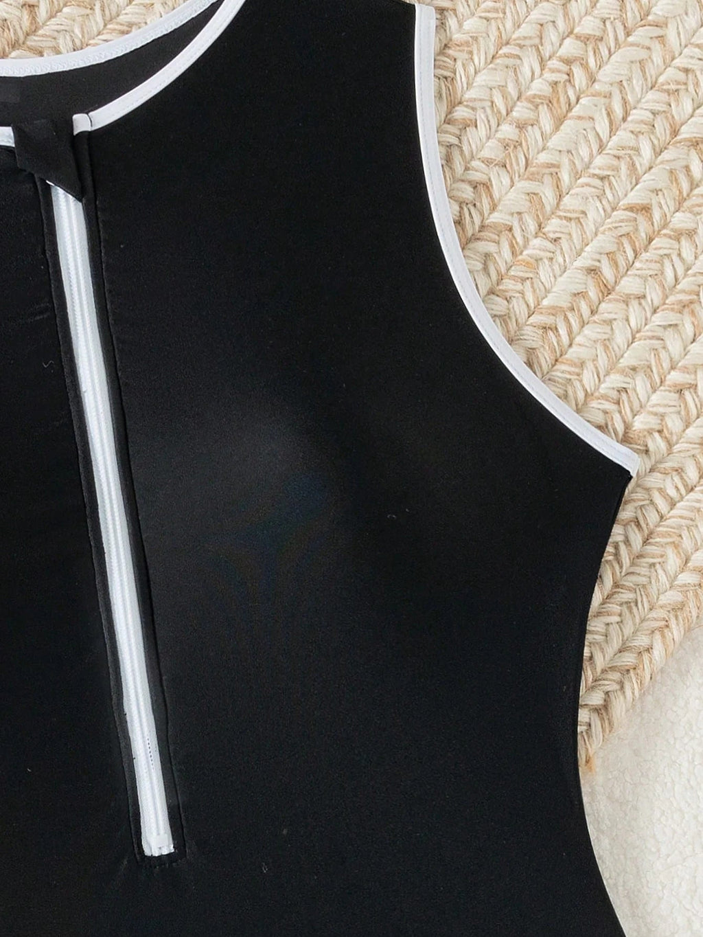 Elegant Swimwear | Women's High Neck Swimsuit with Zipper Closure | Sporty Design for Beach and Water Activities