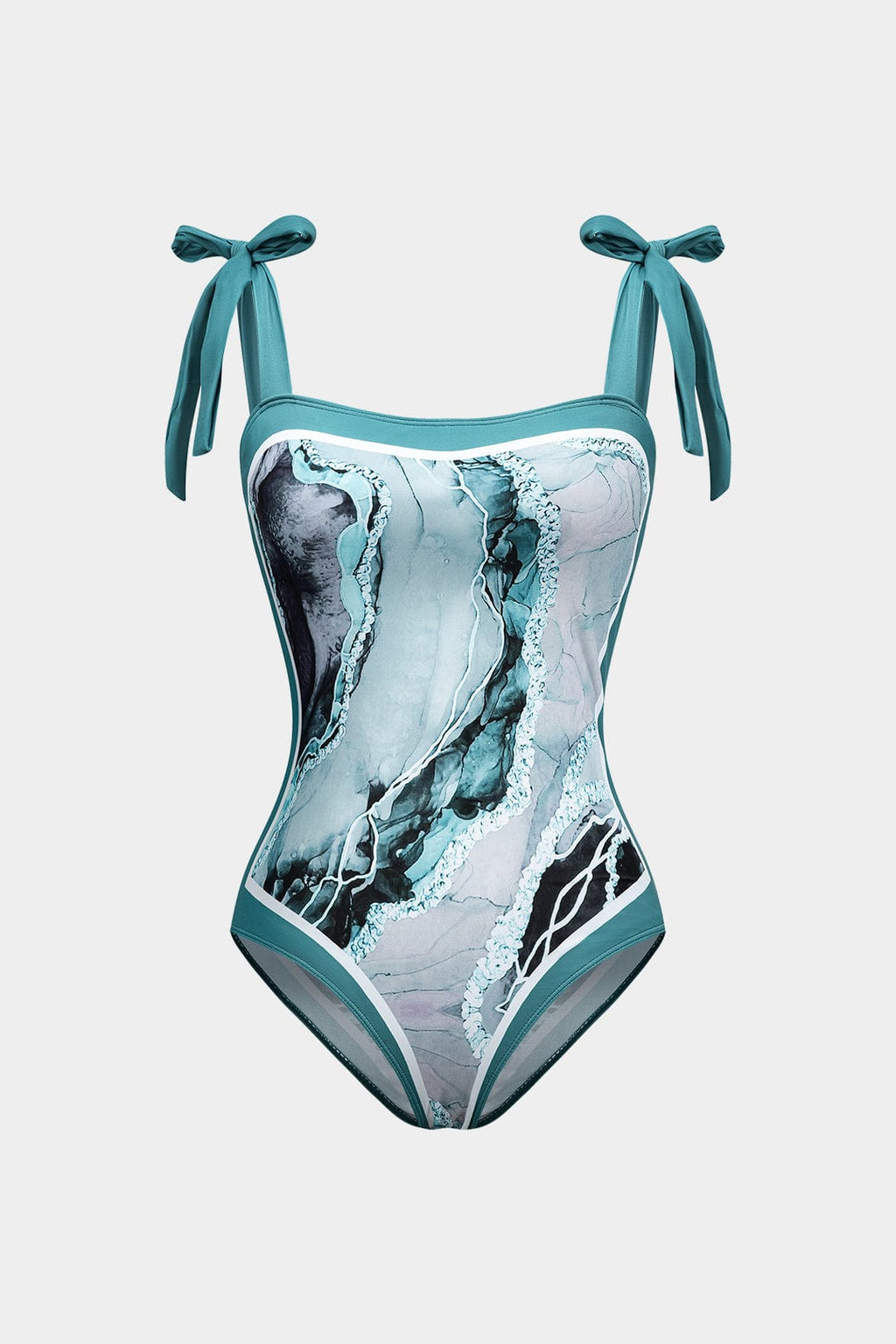 Elegant Women's Swimsuit Set with Abstract Print & Adjustable Straps | Flattering Swimwear for Stylish Beach Days