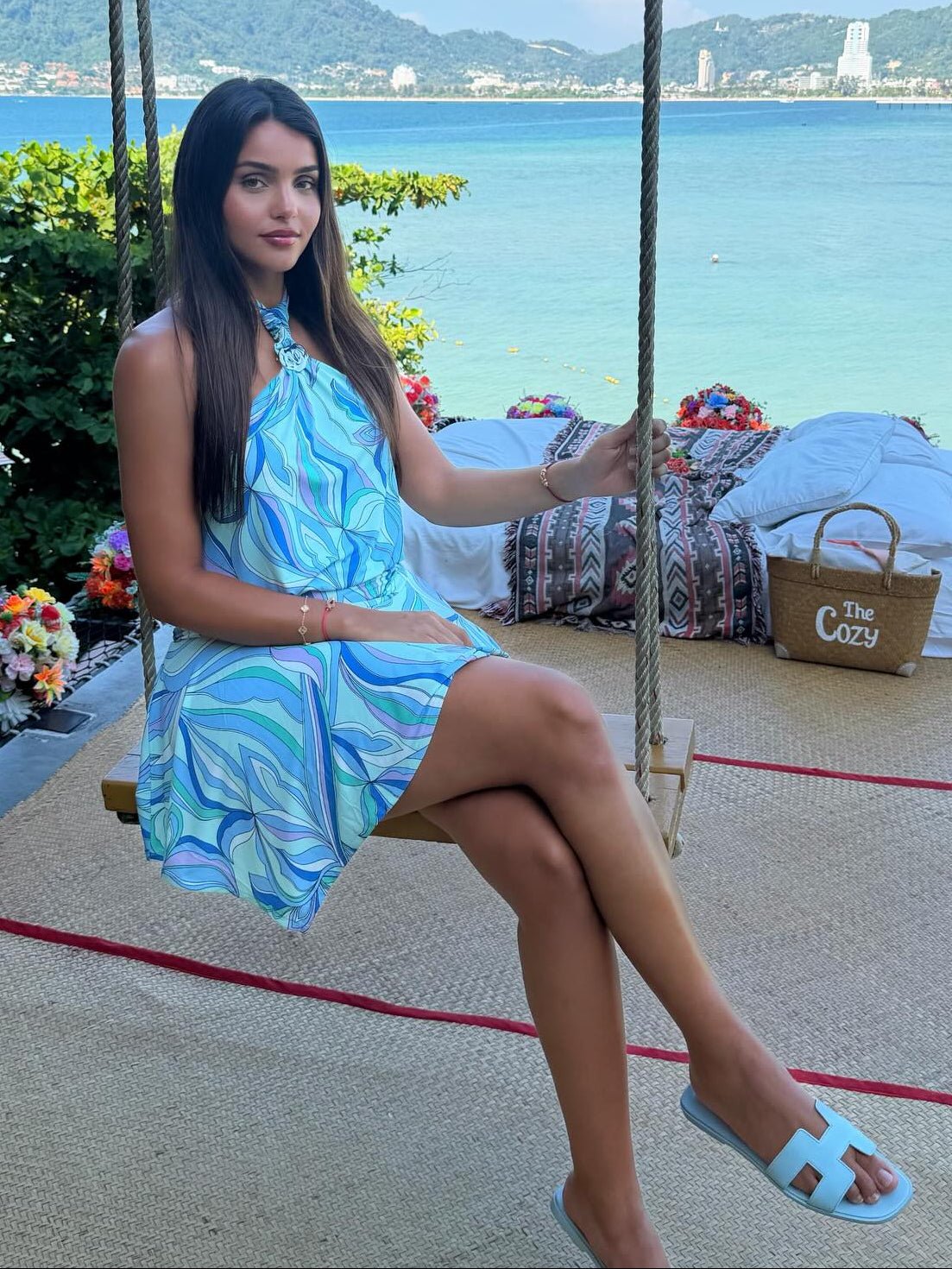 Emery Swirl Print Halter Mini Dress