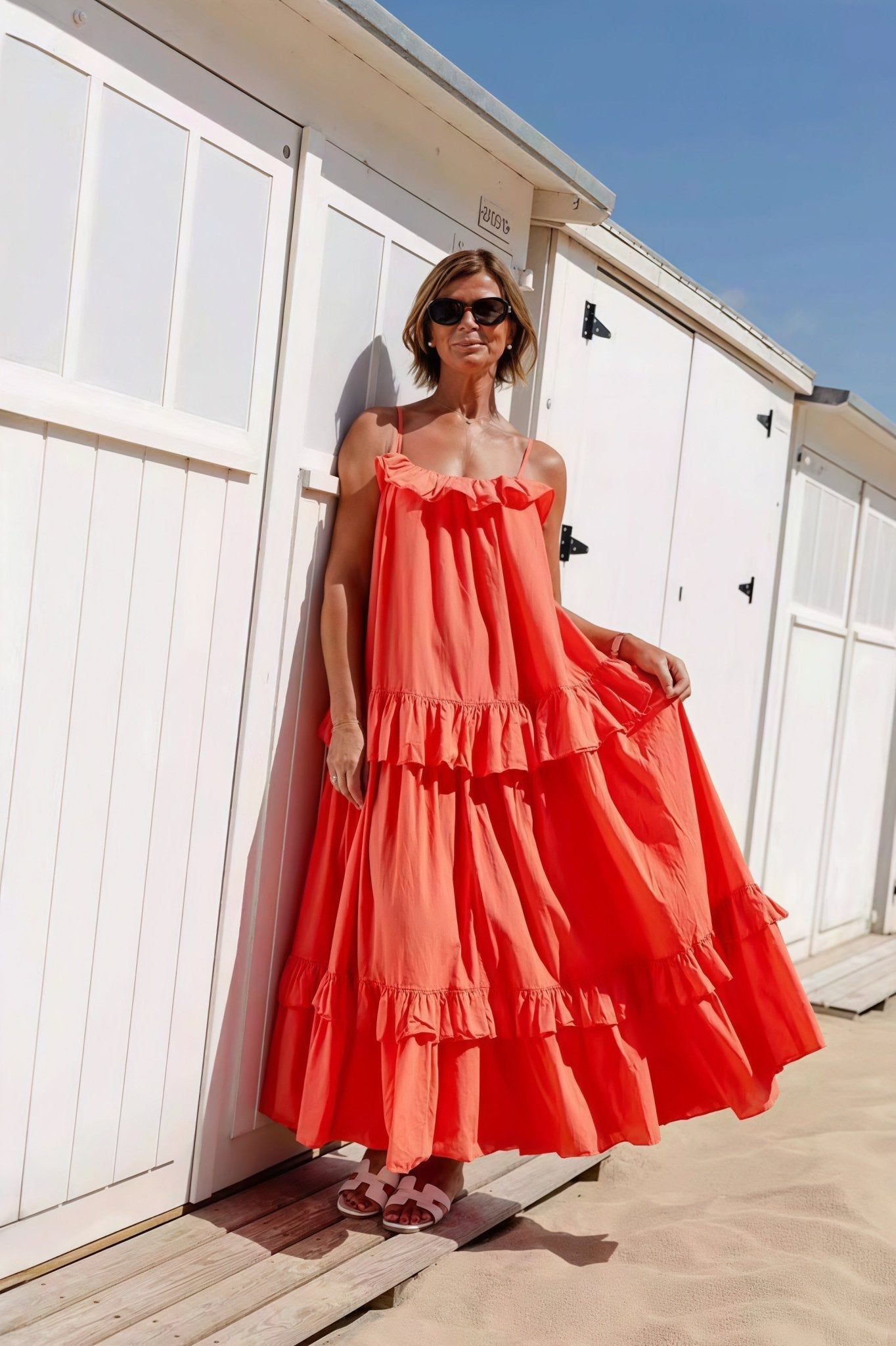 Emiliana Ruffle Hem Flowy Maxi Dress