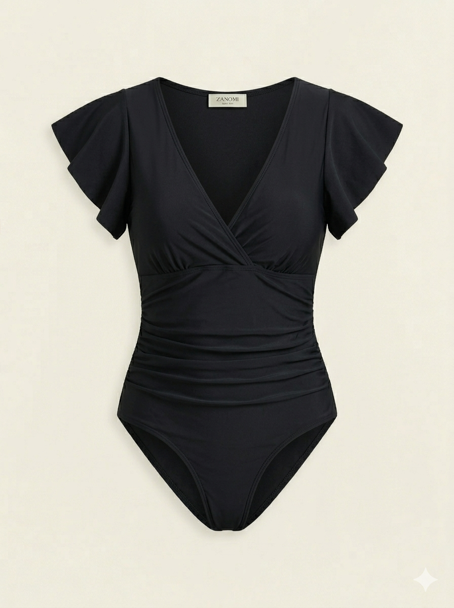 Esha Collection | Women's One Piece Swimsuit with Ruffled Sleeves | Flattering Fit for Beach and Pool