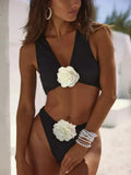 Floral Rose Pattern Bikini Set for Women with Stretchy Fabric | Comfortable Swimwear for Summer Relaxation