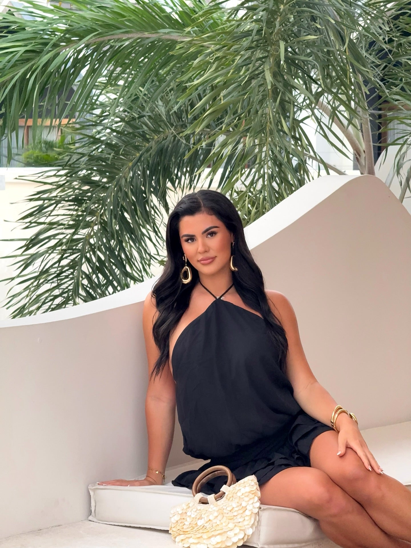 Floriana Open-Back Halter Mini Dress