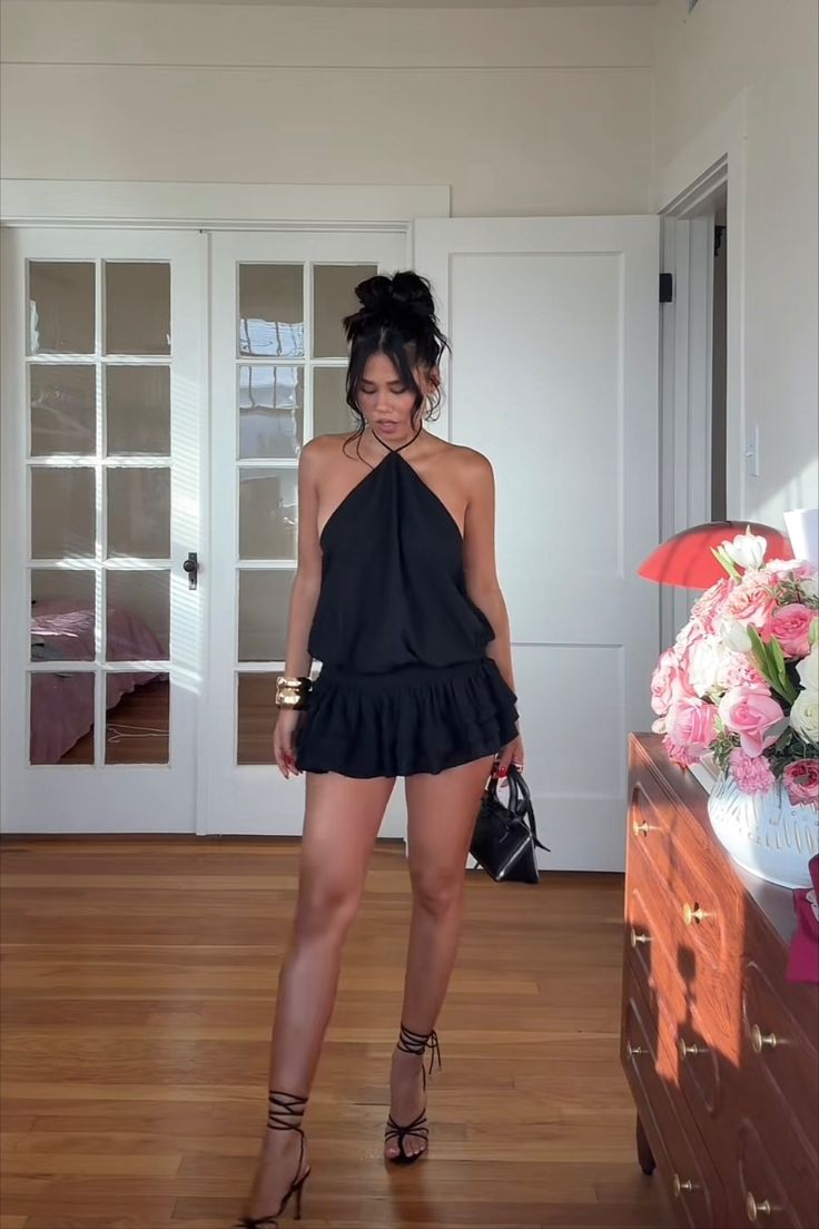 Floriana Open-Back Halter Mini Dress