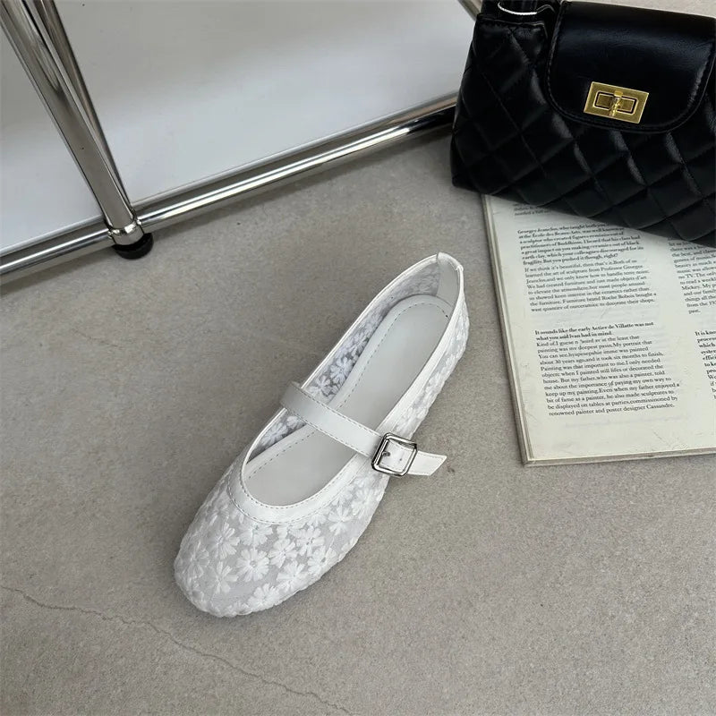 Helen Mesh Mary Jane Ballet Flats