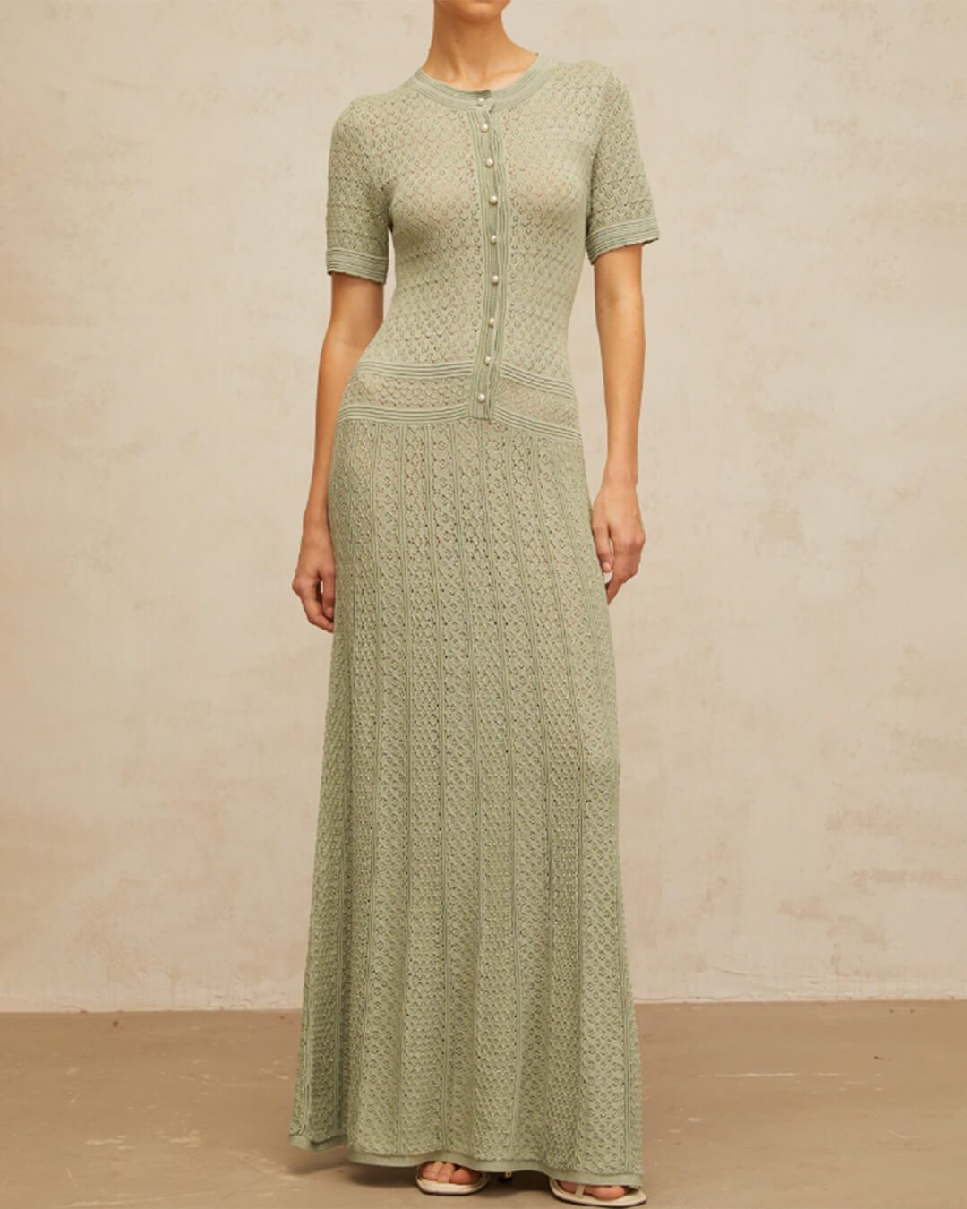Jeriza Knitted Half-Button Midi Dress