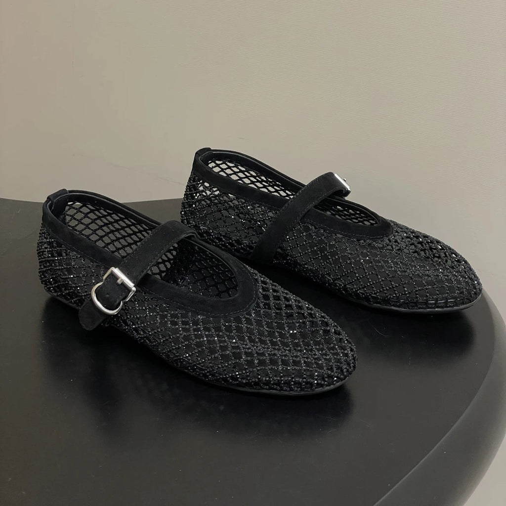 Jessica Rhinestone Mesh Ballet Flats