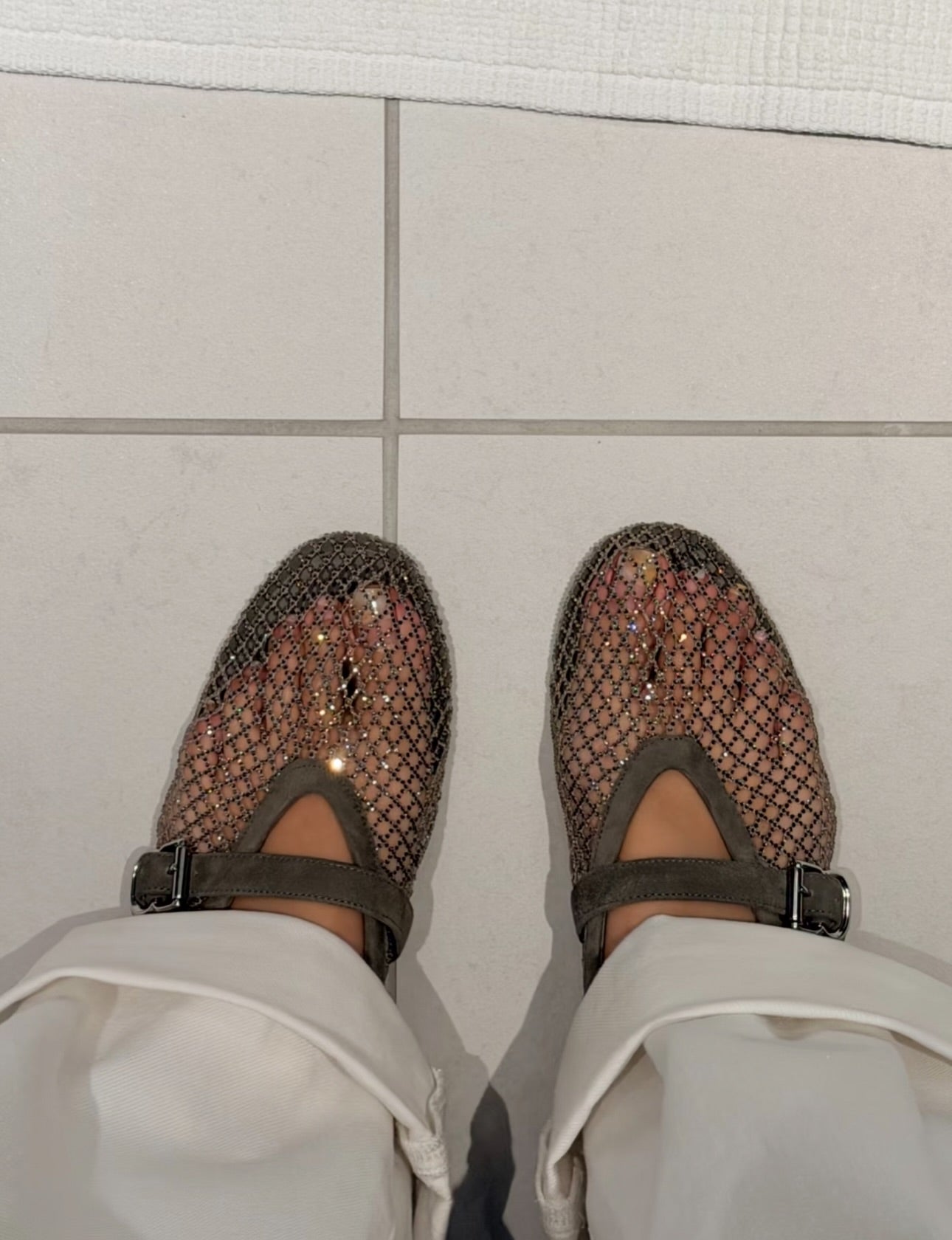Jessica Rhinestone Mesh Ballet Flats