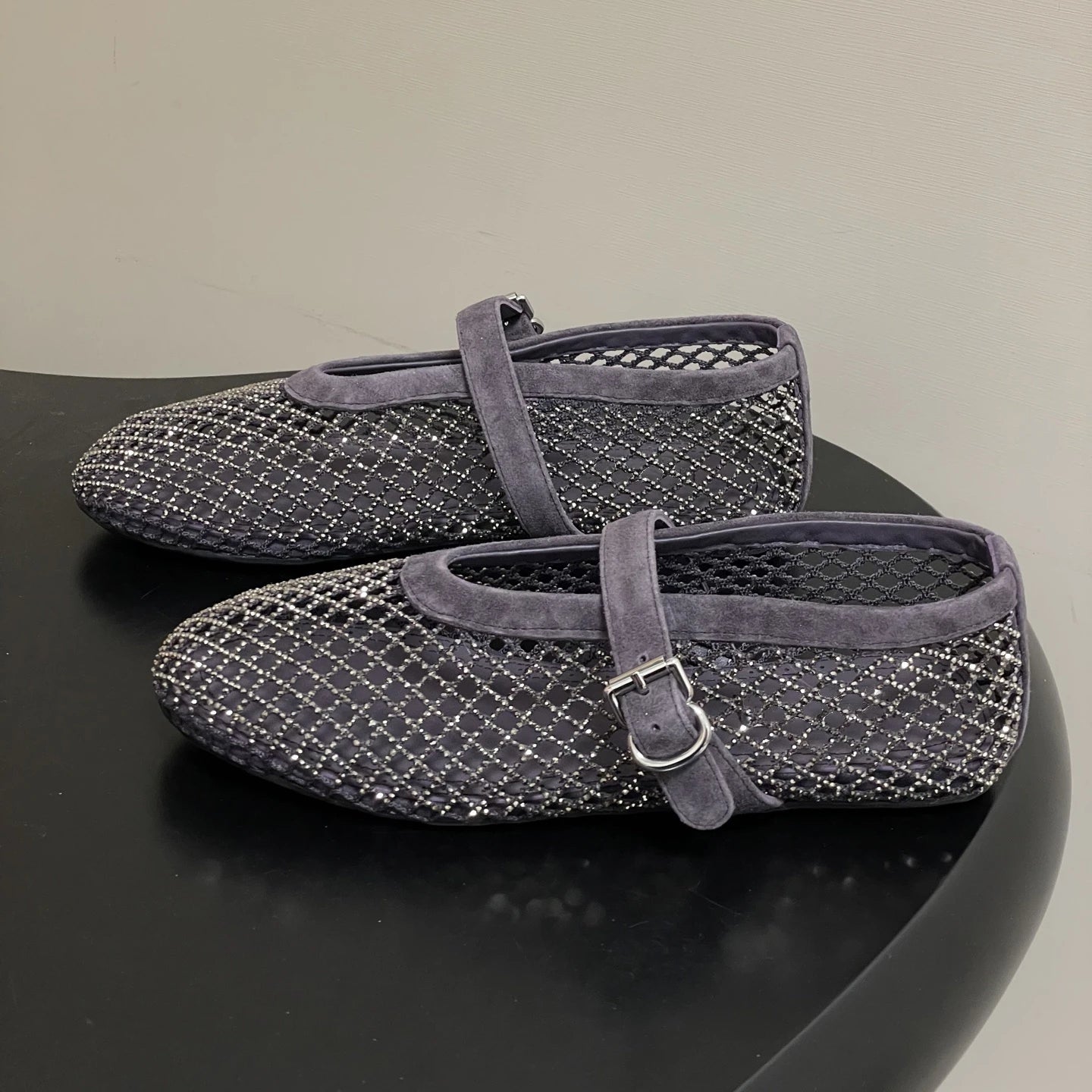Jessica Rhinestone Mesh Ballet Flats