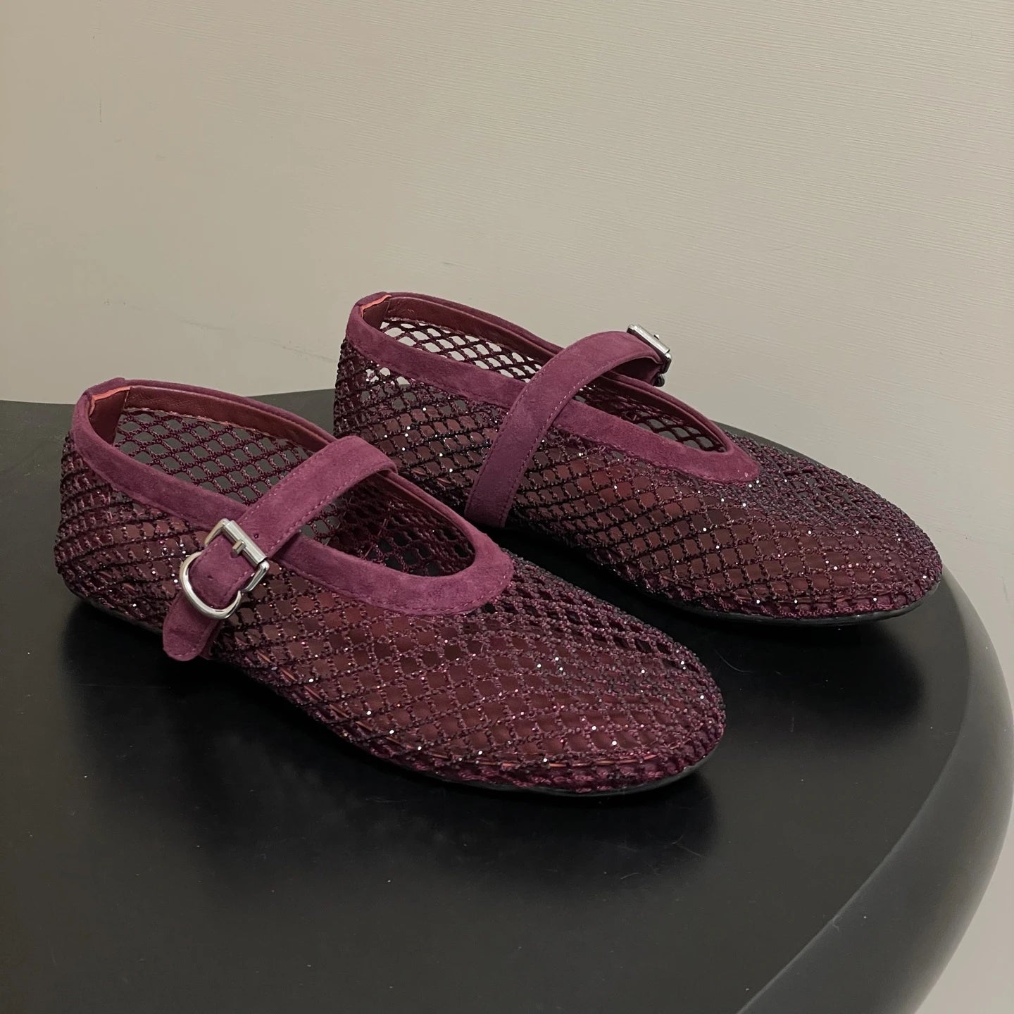 Jessica Rhinestone Mesh Ballet Flats