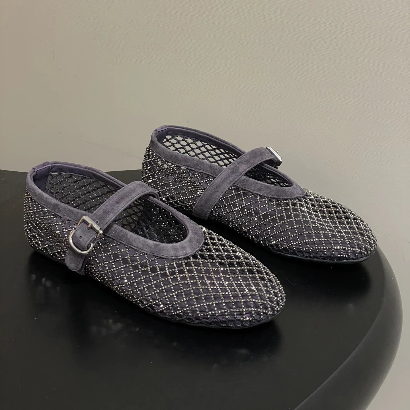 Jessica Rhinestone Mesh Ballet Flats