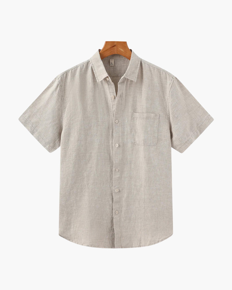 Linen Shirt Short Sleeves Men Summer Casual