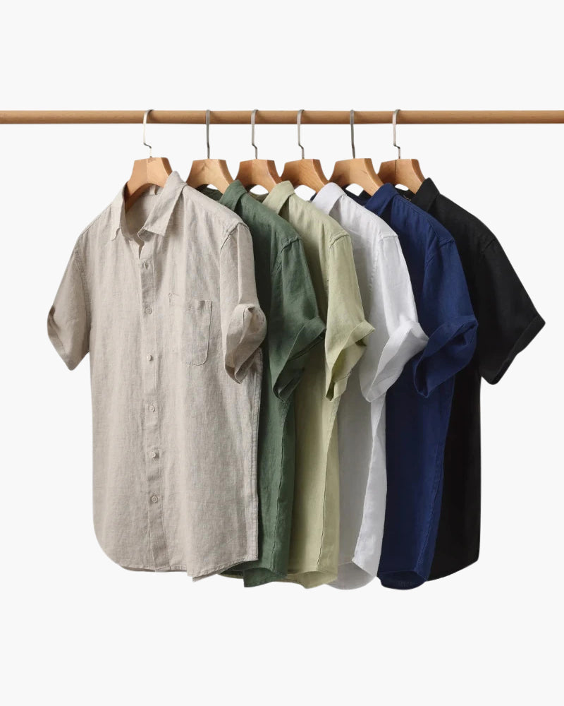 Linen Shirt Short Sleeves Men Summer Casual