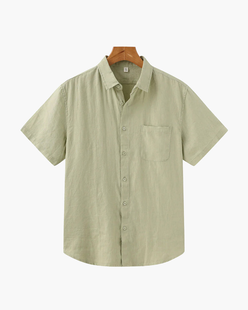 Linen Shirt Short Sleeves Men Summer Casual