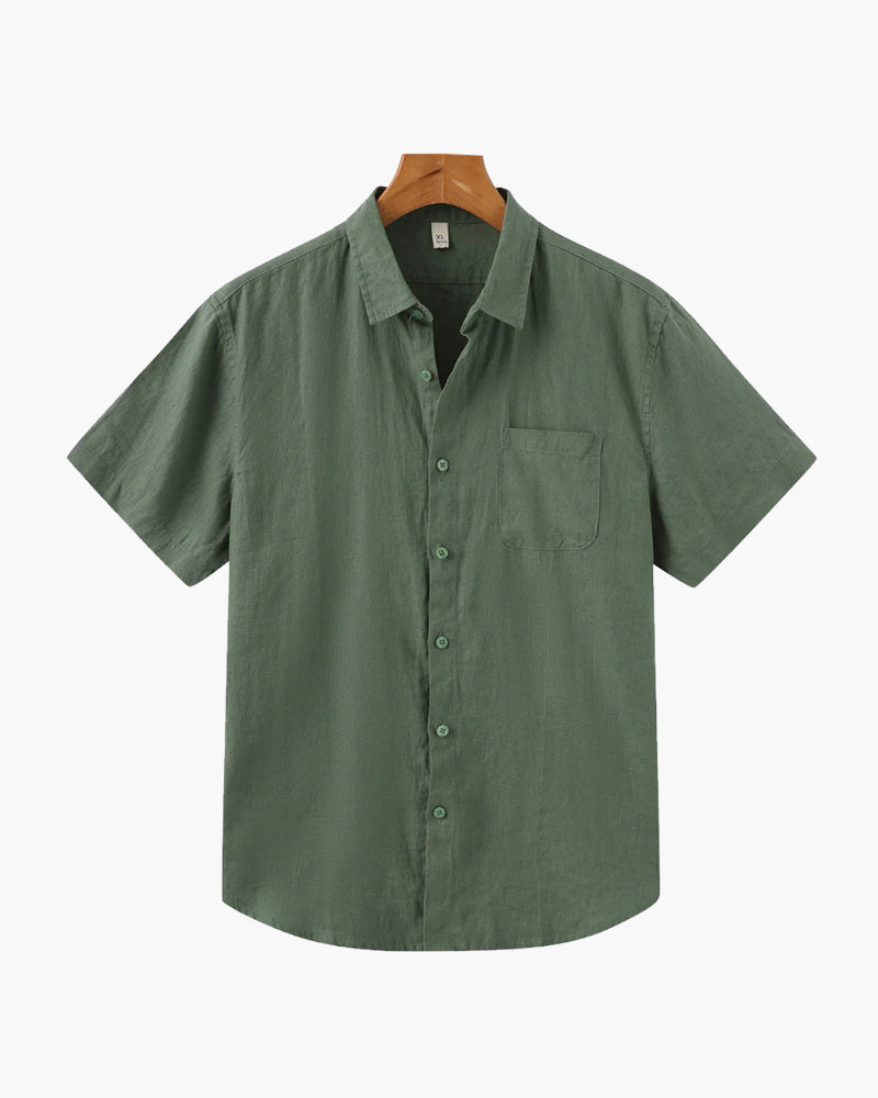 Linen Shirt Short Sleeves Men Summer Casual