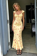 Marigold Floral Slip Midi Dress