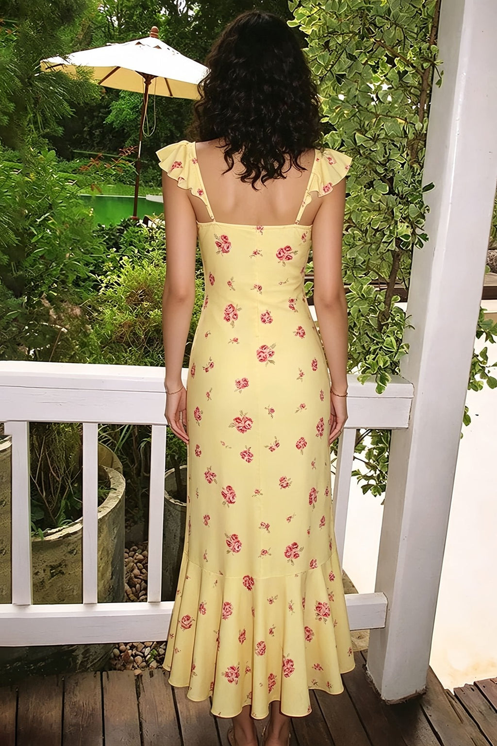 Marigold Floral Slip Midi Dress