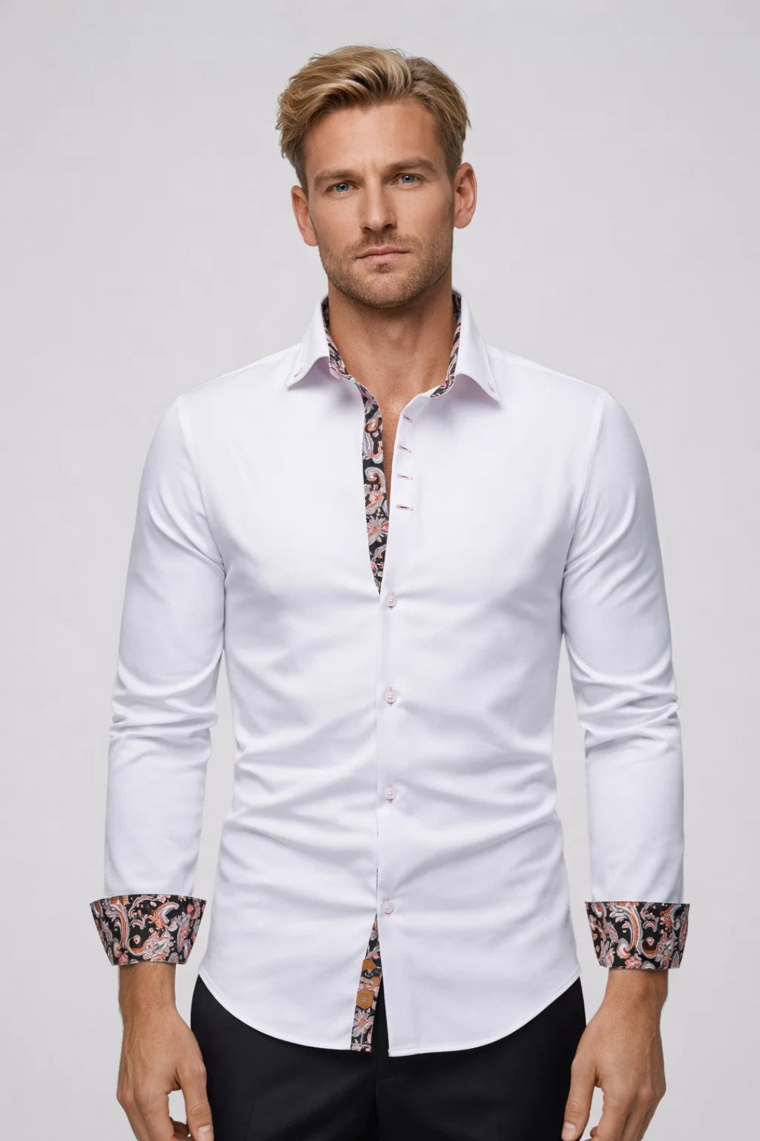 Men's Fitted Shirt Business Casual Modern Long Sleeves