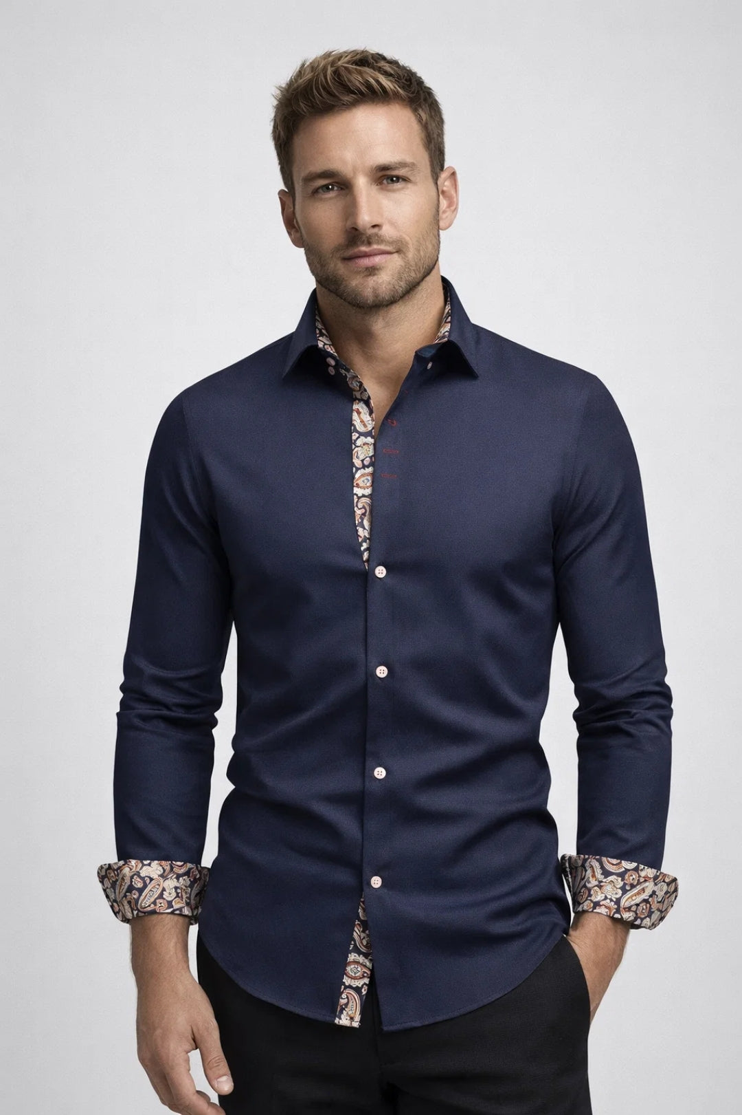 Men's Fitted Shirt Business Casual Modern Long Sleeves