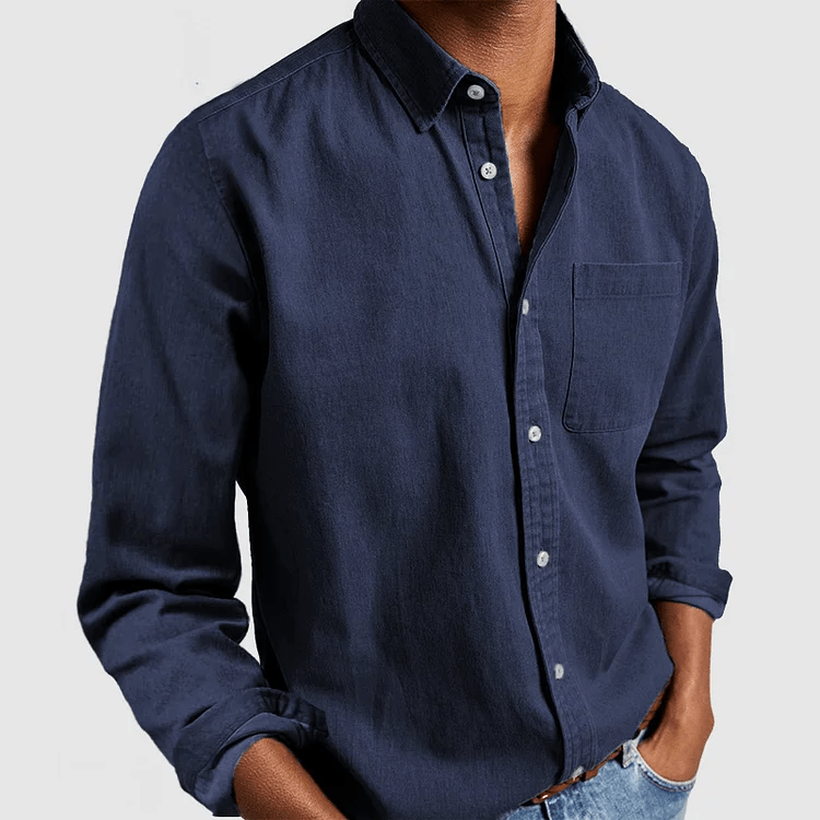 Men's Linen Shirt With Long Sleeves And Regular Fit