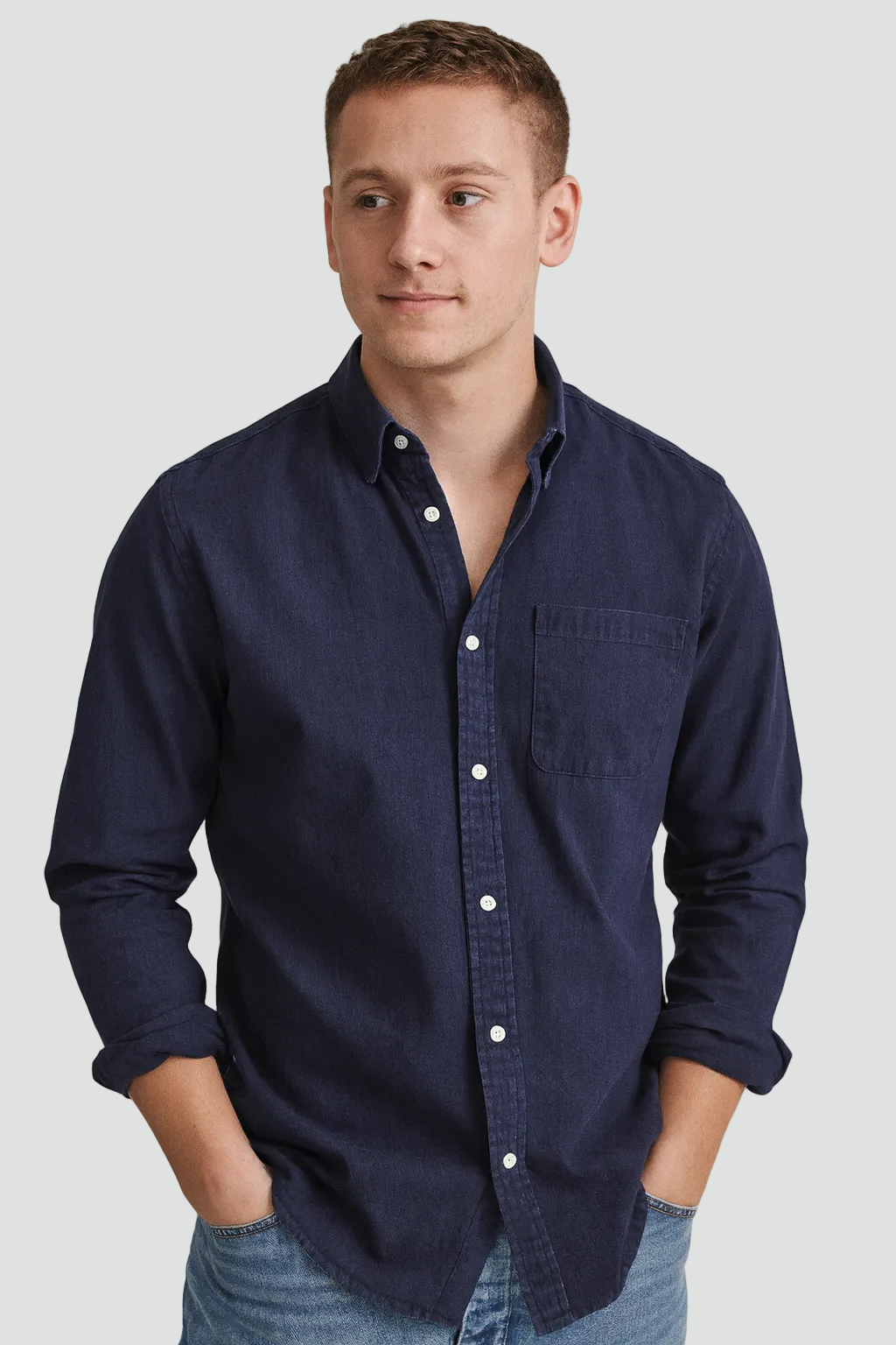 Men's Linen Shirt With Long Sleeves And Regular Fit