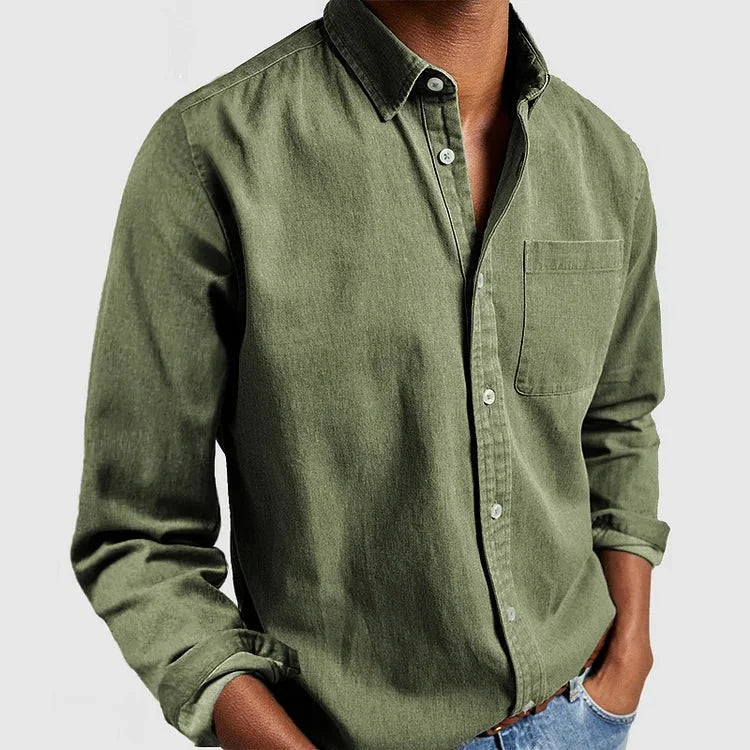 Men's Linen Shirt With Long Sleeves And Regular Fit