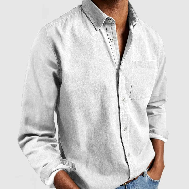 Men's Linen Shirt With Long Sleeves And Regular Fit