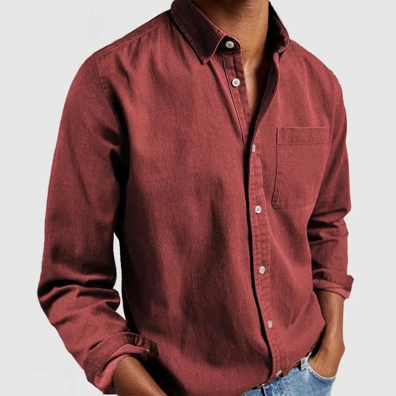 Men's Linen Shirt With Long Sleeves And Regular Fit