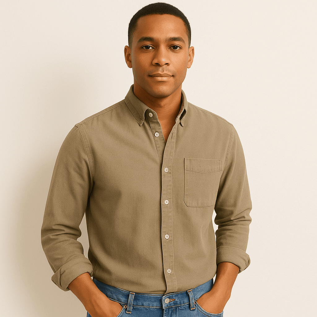 Men's Linen Shirt With Long Sleeves And Regular Fit