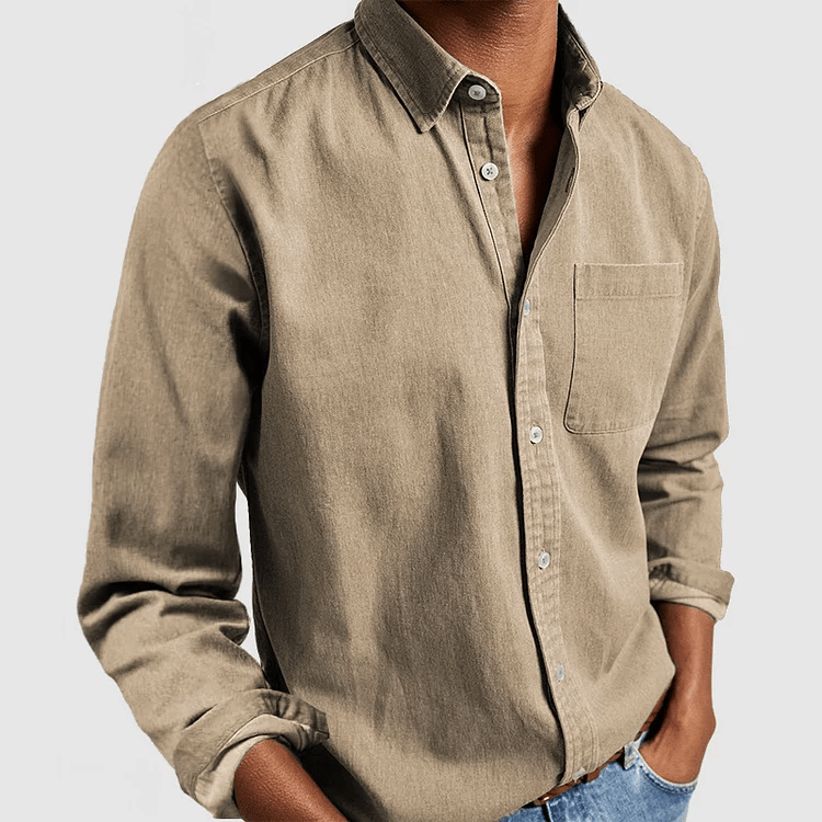 Men's Linen Shirt With Long Sleeves And Regular Fit