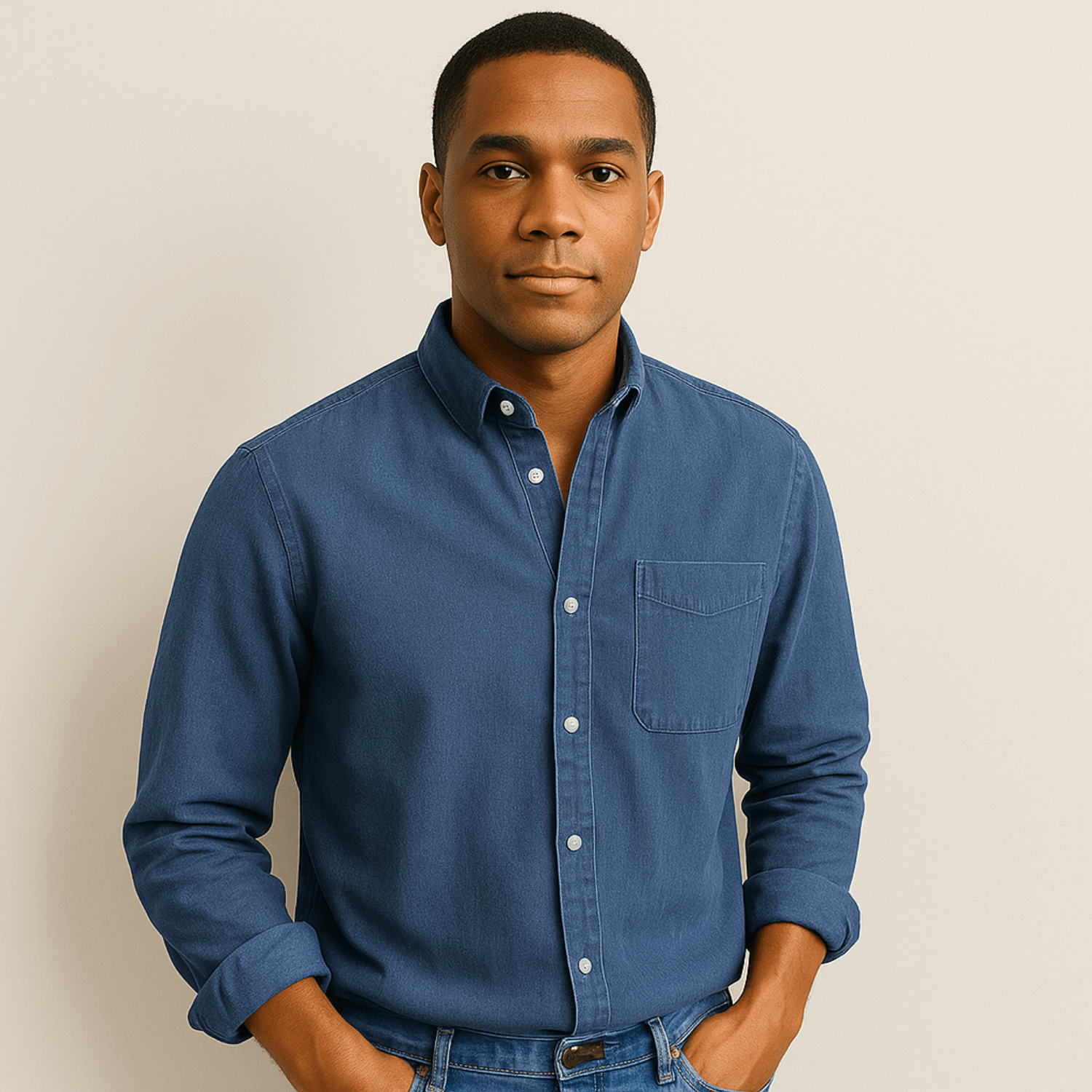 Men's Linen Shirt With Long Sleeves And Regular Fit