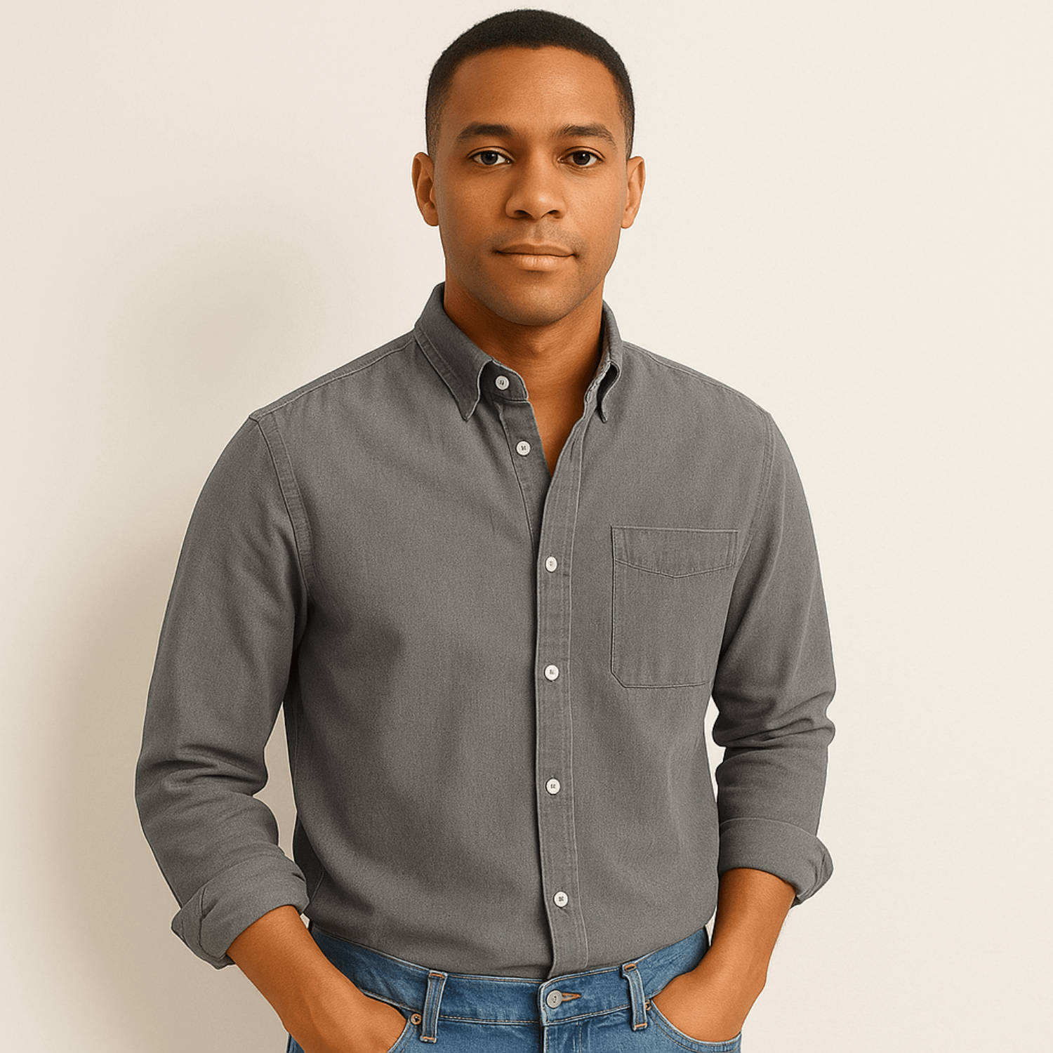 Men's Linen Shirt With Long Sleeves And Regular Fit