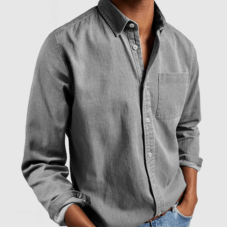 Men's Linen Shirt With Long Sleeves And Regular Fit
