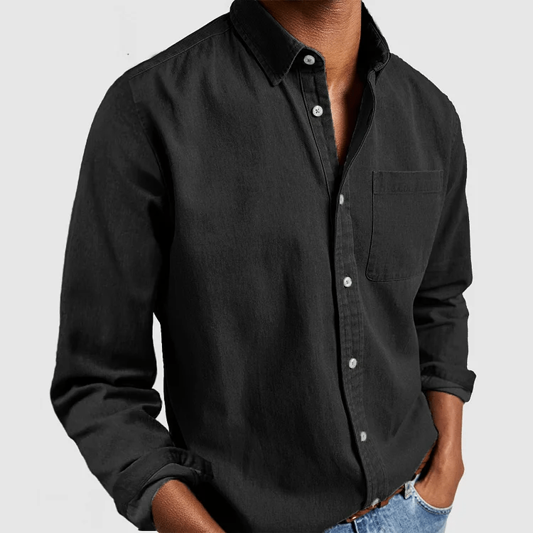 Men's Linen Shirt With Long Sleeves And Regular Fit
