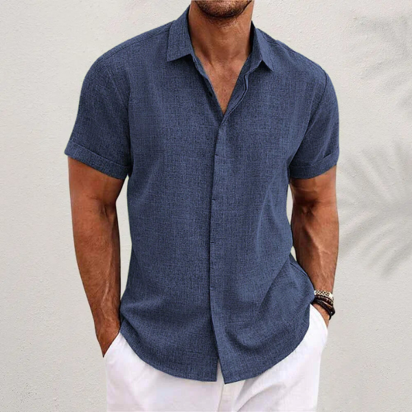 Men's Linen Shirt With Short Sleeves For Summer Days