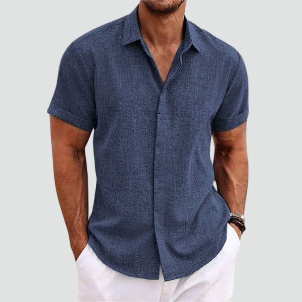 Men's Linen Shirt With Short Sleeves For Summer Days