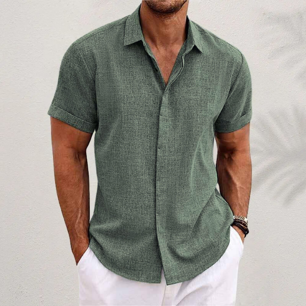 Men's Linen Shirt With Short Sleeves For Summer Days