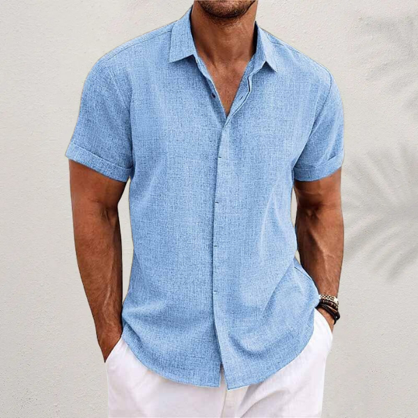 Men's Linen Shirt With Short Sleeves For Summer Days