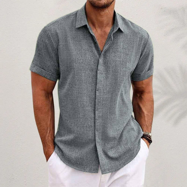 Men's Linen Shirt With Short Sleeves For Summer Days