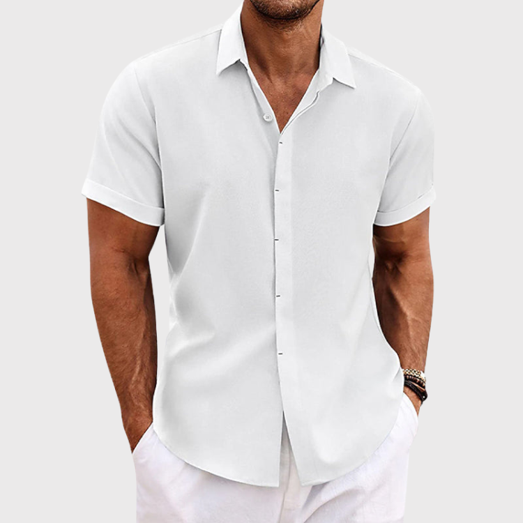 Men's Linen Shirt With Short Sleeves For Summer Days