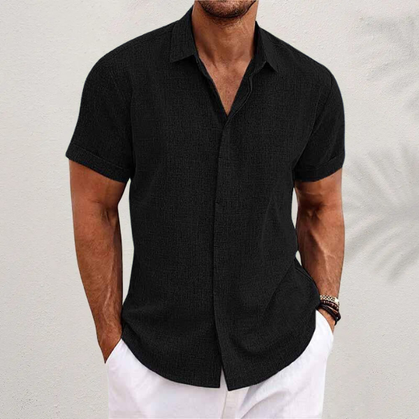 Men's Linen Shirt With Short Sleeves For Summer Days