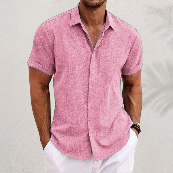 Men's Linen Shirt With Short Sleeves For Summer Days