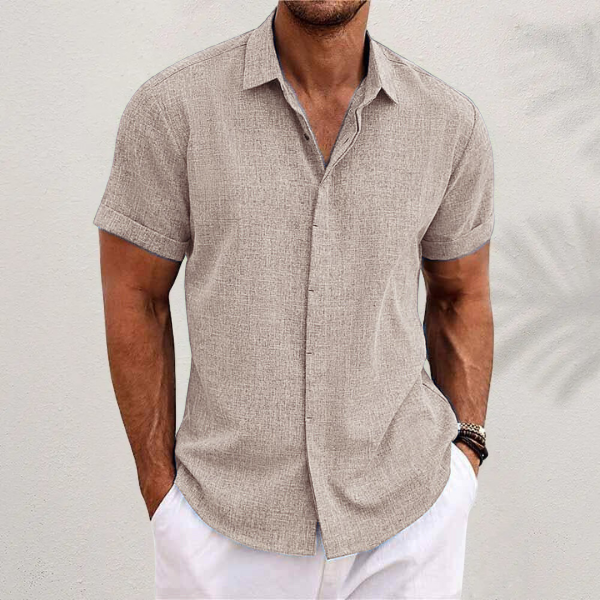 Men's Linen Shirt With Short Sleeves For Summer Days