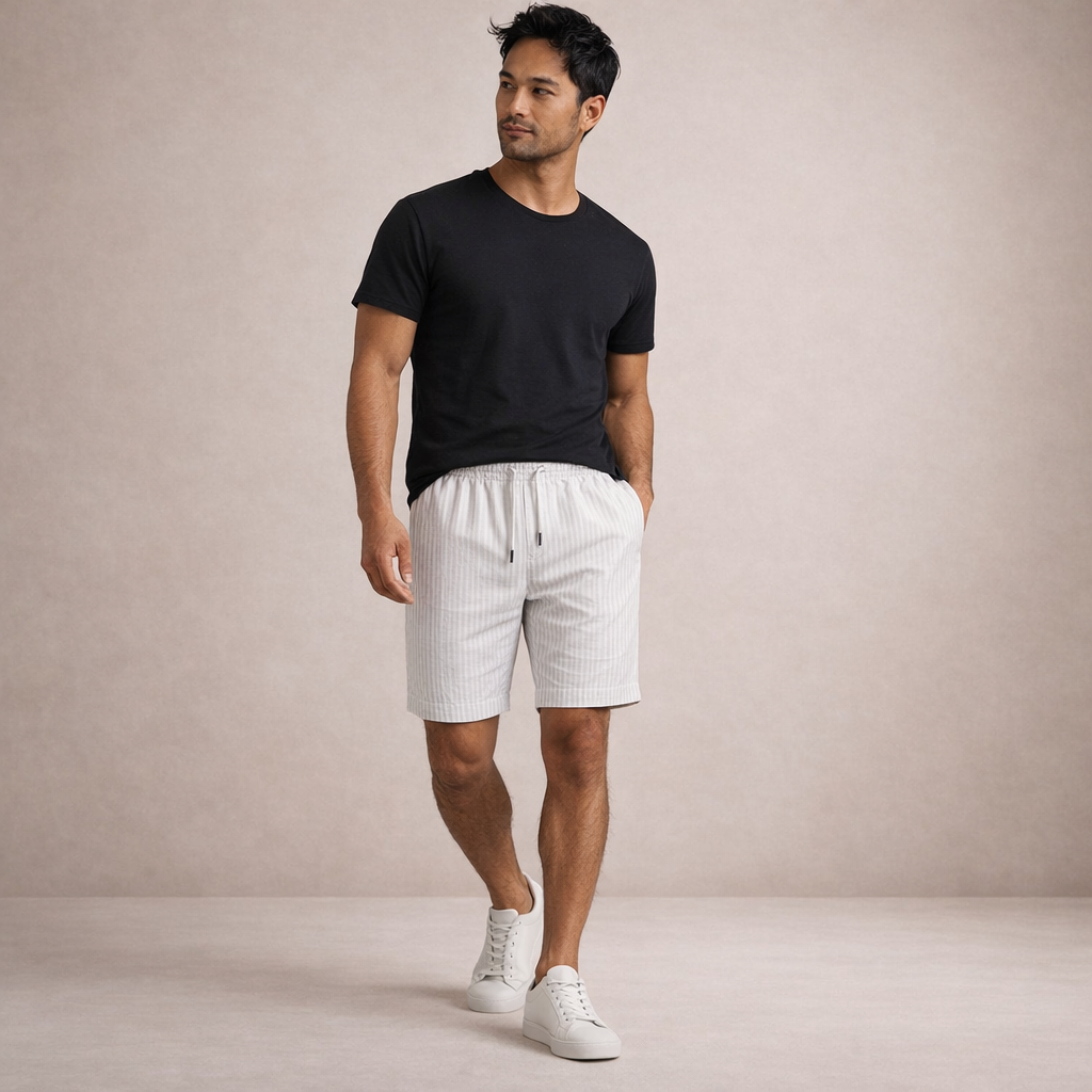 Men's Linen Shorts Regular Fit Breathable Summer Casual