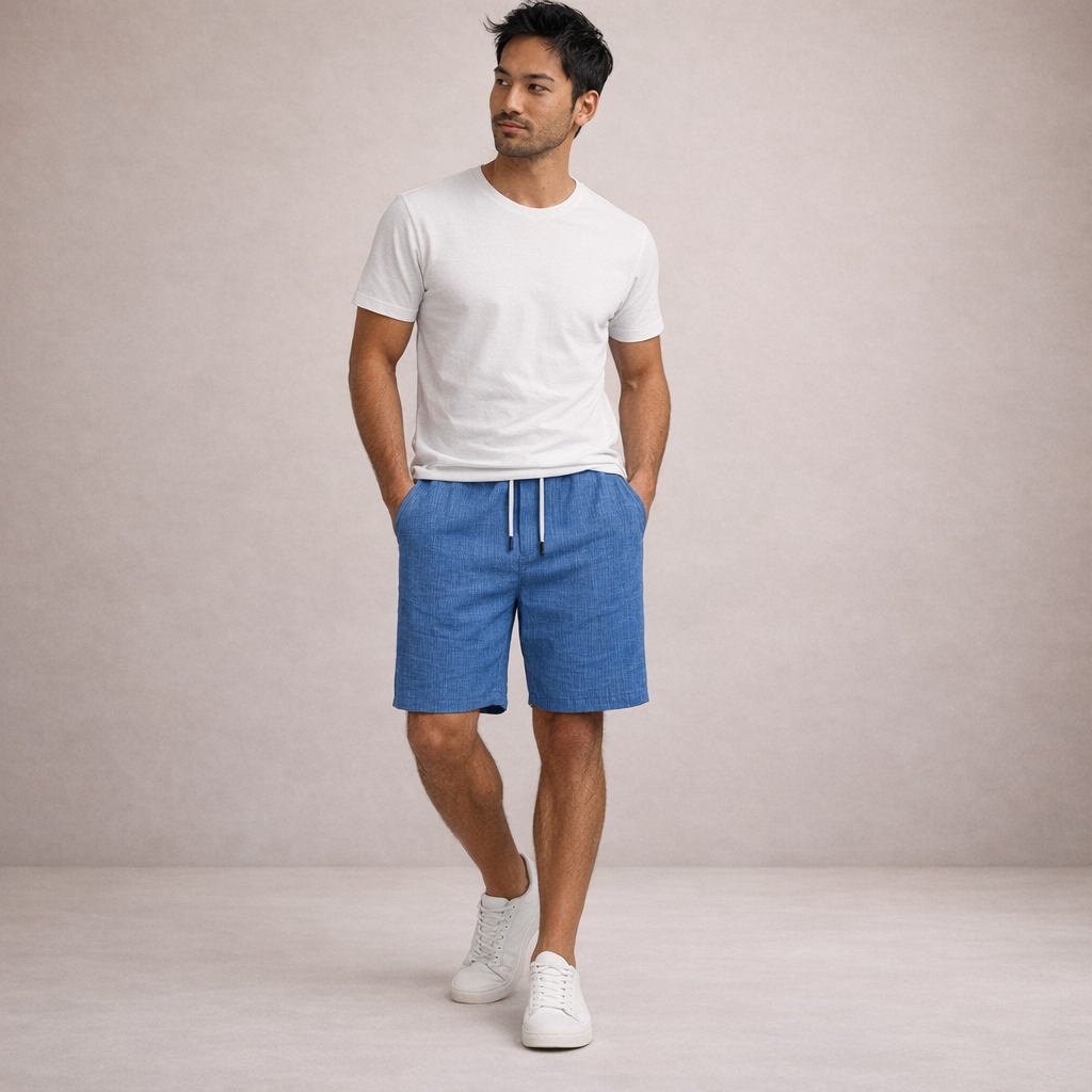 Men's Linen Shorts Regular Fit Breathable Summer Casual
