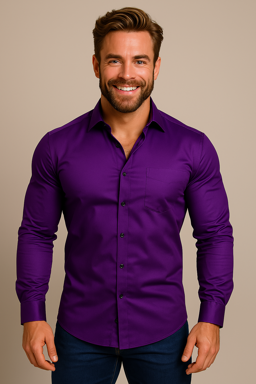 Men's Shirt Long Sleeves Structured Fit Wrinkle-Free