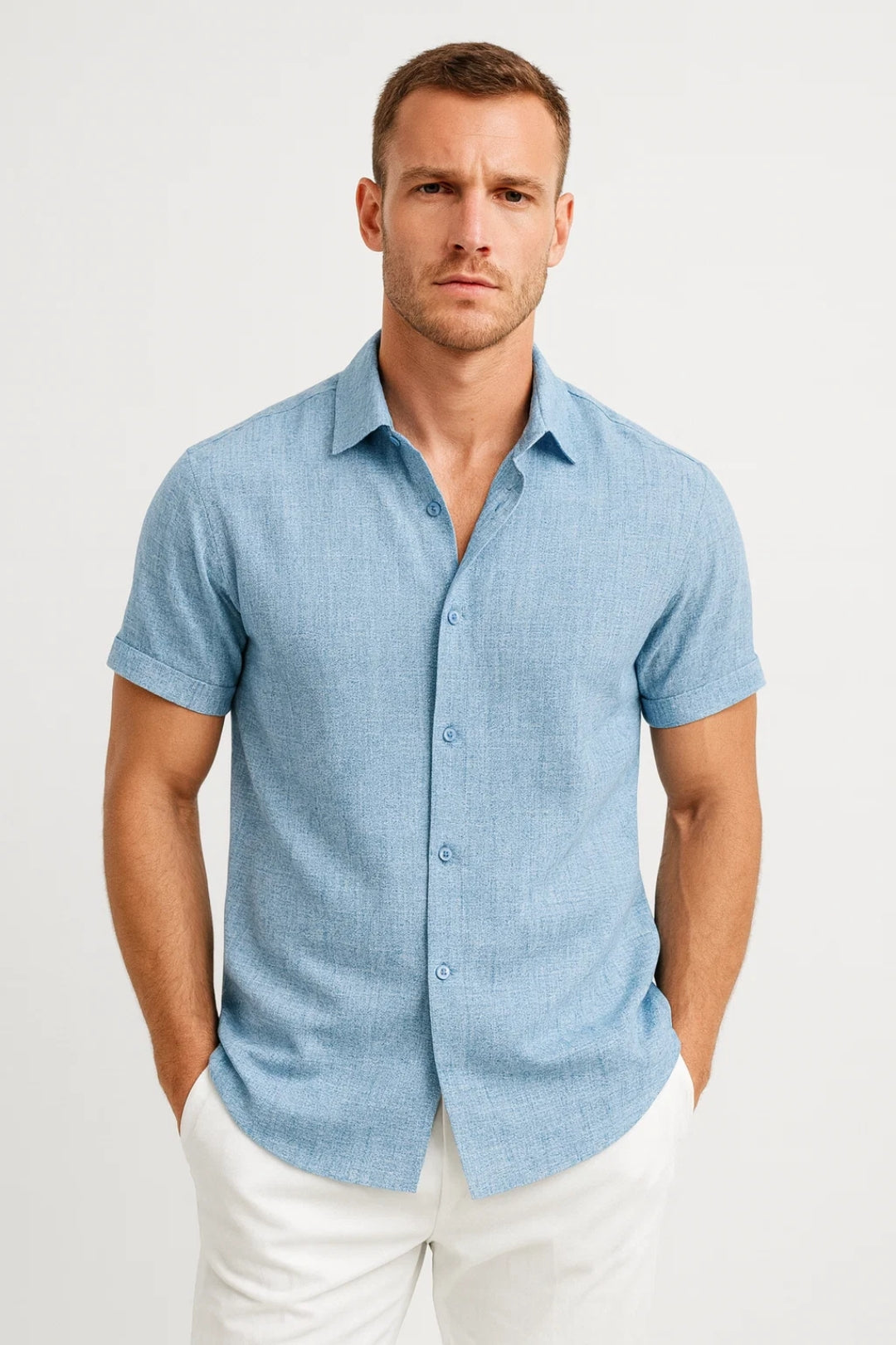 Men's Shirt Short Sleeve Regular Fit Classic Collar Summer