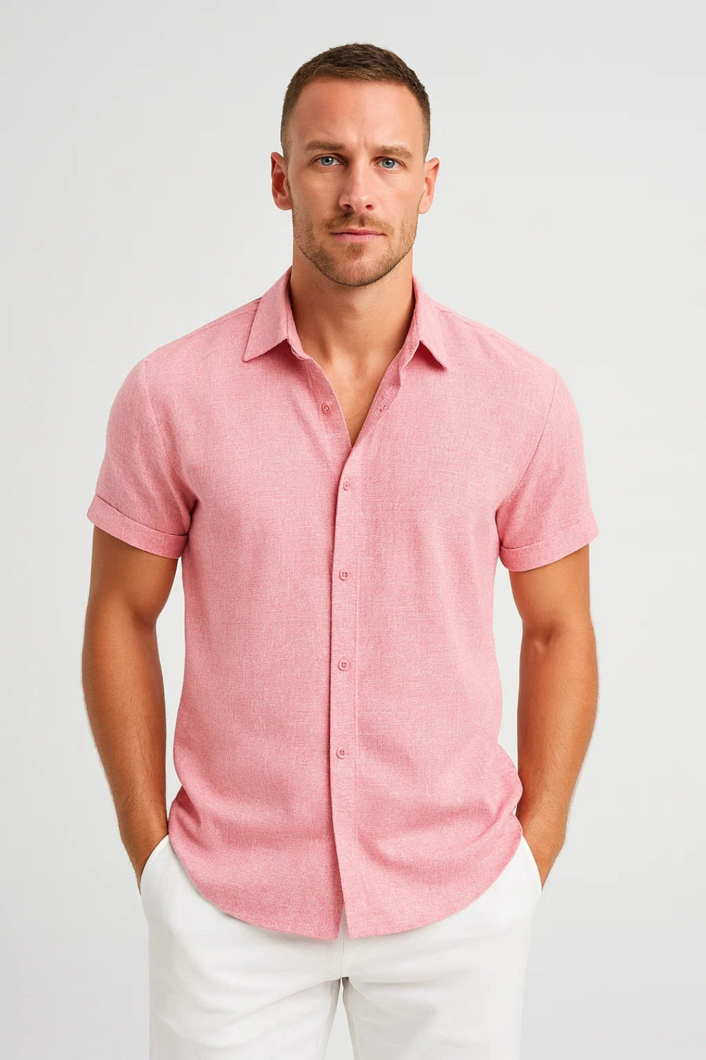Men's Shirt Short Sleeve Regular Fit Classic Collar Summer