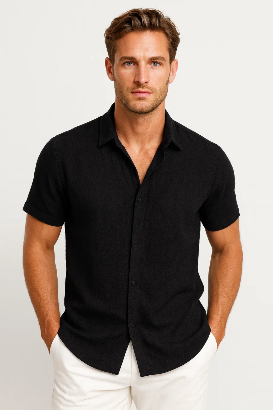 Men's Shirt Short Sleeve Regular Fit Classic Collar Summer
