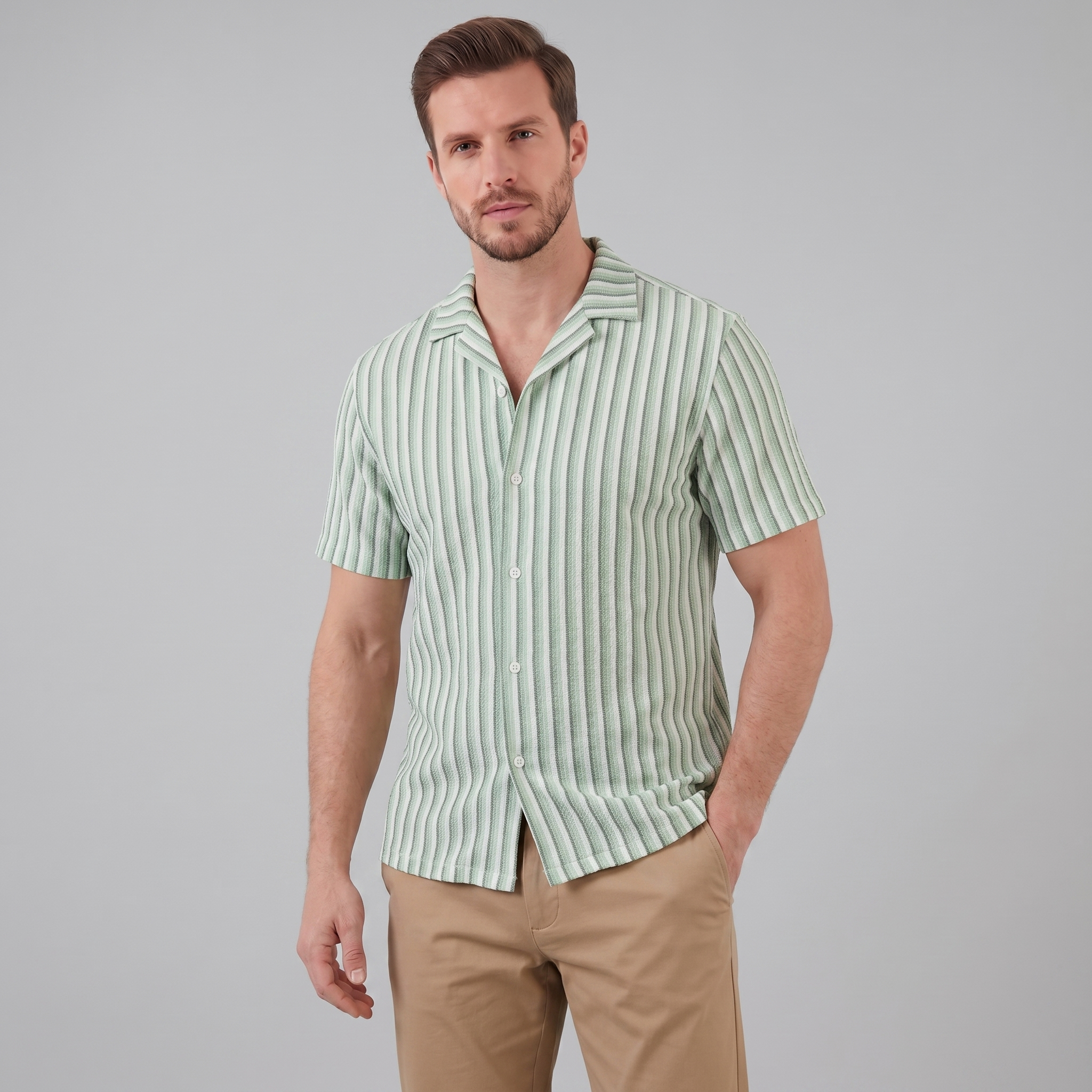 Men's Shirt Vertical Stripes Resort Casual Summer